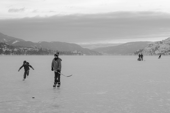 Skaters on Kalamalka Lake